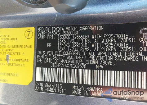 2007 Toyota Highlander V6 z USA, uszkodzony, nr VIN JTEHP21AX70202528